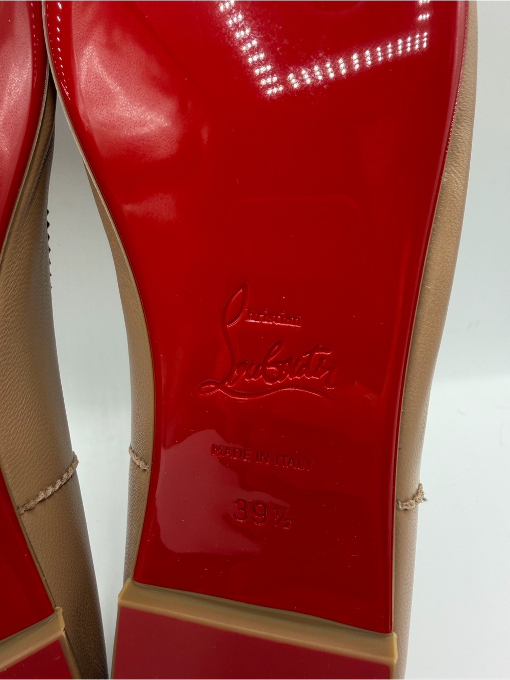 NEW Christian Louboutin Red Bottom Beige Leather Mamadrague Ballet Flats EU 39.5 - Picture 7 of 9